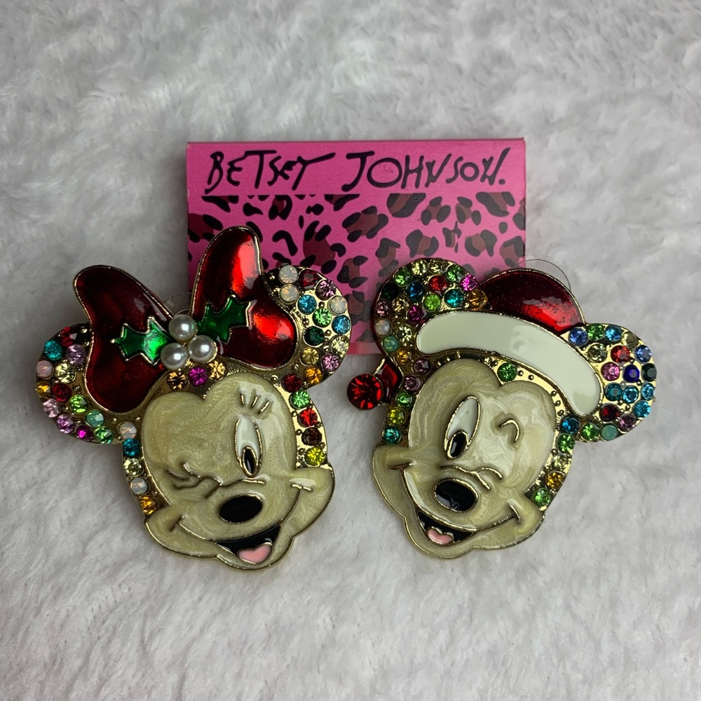 Betsey Johnson Disney Mickey & Minnie Mouse Christmas Earrings (NWT)